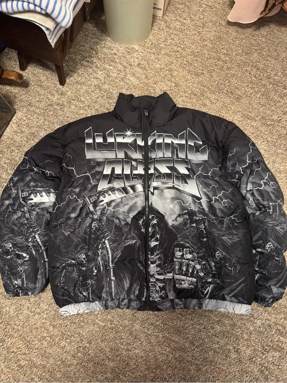 Lurking Class Black Graphic Puffer Jacket